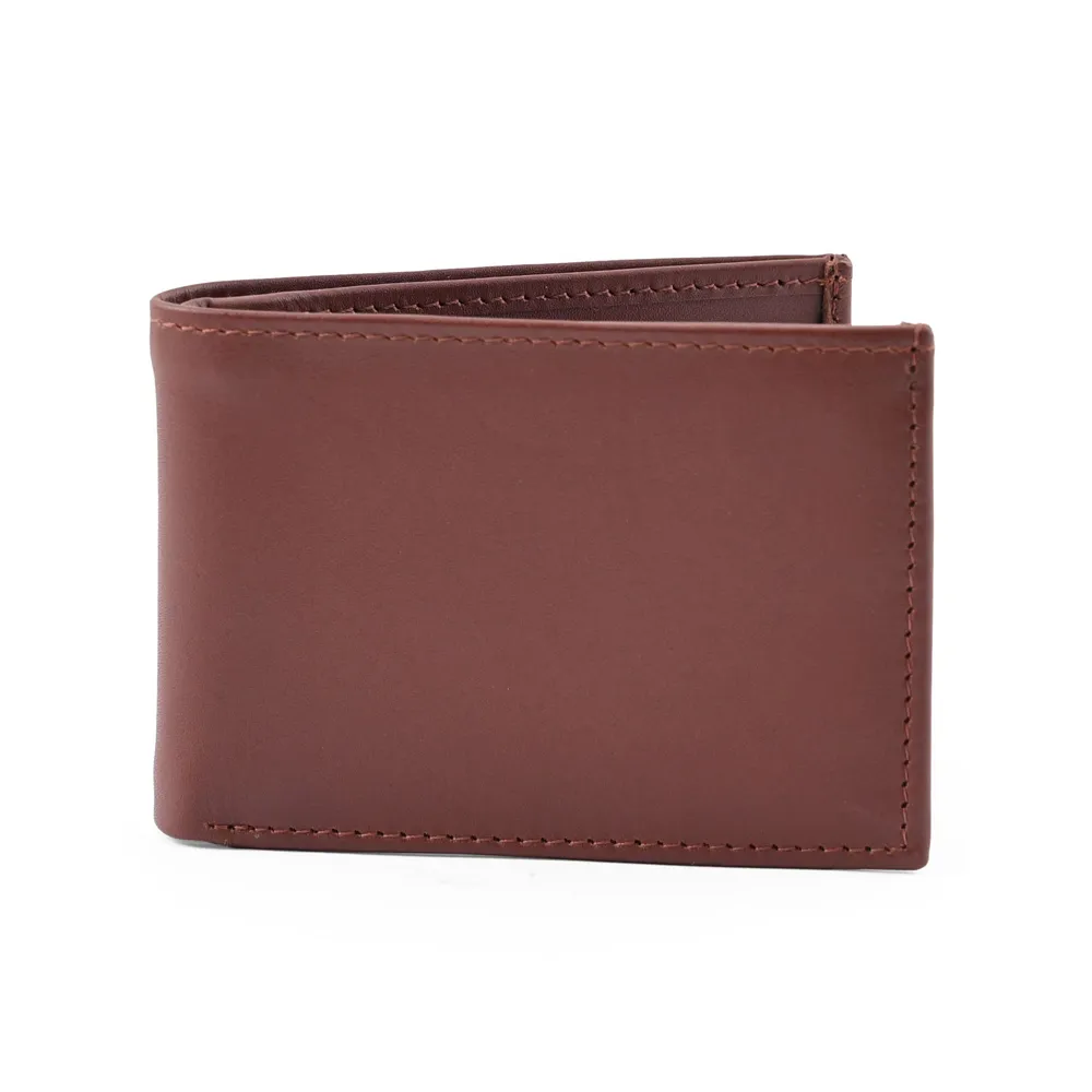 Mens Burgundy Bi-Fold Leather Wallet by Jacket Field