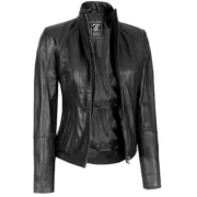 Acerra Black Leather Womens Jacket Motorcycle by Jacket Field
