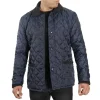 Mens Navy Blue Quilted Bomber Jacket by Jacket Field