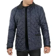 Mens Navy Blue Quilted Bomber Jacket by Jacket Field