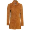 Womens Brown Leather Suede Coat by Jacket Field