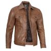 Mens Trucker Brown Leather Jacket by Jacket Field