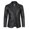 Mens Black Leather Blazer Coat by Jacket Field