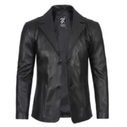 Mens Black Leather Blazer Coat by Jacket Field
