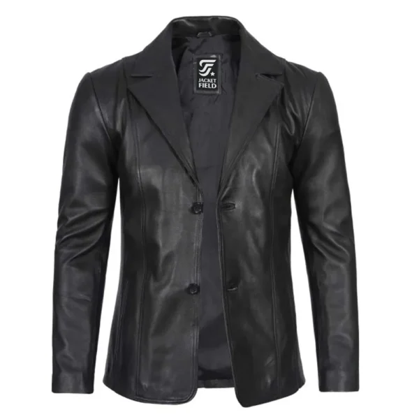 Mens Black Leather Blazer Coat by Jacket Field