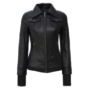 Tralee Black Leather Bomber Jacket Women by Jacket Field