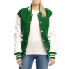 Womens Green and White Clothing Varsity Jacket by Jacket Field