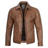Mens Trucker Brown Leather Jacket by Jacket Field
