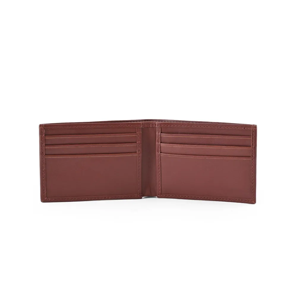 Mens Burgundy Bi-Fold Leather Wallet by Jacket Field