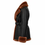 Womens Black Faux Leather Shearling Jacket by Jacket Field