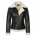 Womens Dark Brown Leather Shearling Jacket by Jacket Field