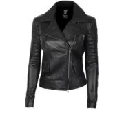 Black Lambskin Leather Womens Jacket Motorcycle by Jacket Field