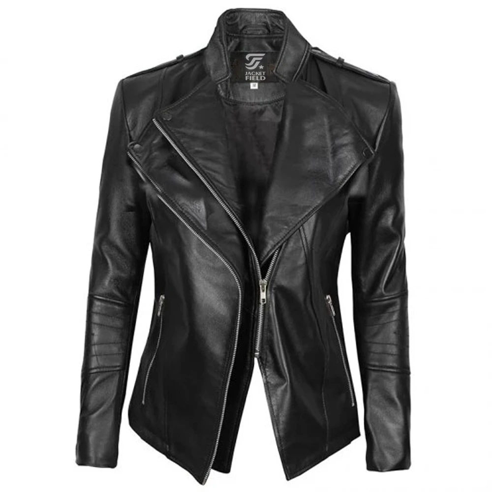 Monica Black lambskin Leather Womens Jacket Motorcycle by Jacket Field