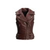 Womens Brown Motorcycle Leather Vest by Jacket Field