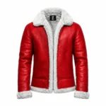 Womens Christmas Shearling Red Leather Jacket by Jacket Field