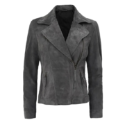 Womens Grey Leather Suede Jacket by Jacket Field