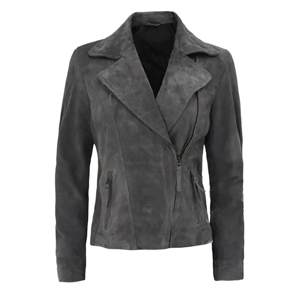 Womens Grey Leather Suede Jacket by Jacket Field