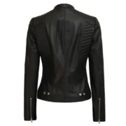 Black Slim FitLeather Womens Jacket Motorcycle by Jacket Field