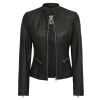 Black Slim FitLeather Womens Jacket Motorcycle by Jacket Field