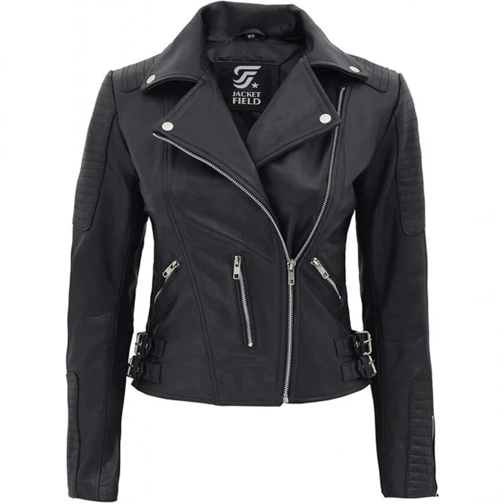 Bari Black Premium Leather Womens Jacket Motorcycle by Jacket Field