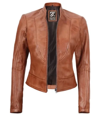 Amy Tan Leather Womens Jacket Motorcycle by Jacket Field