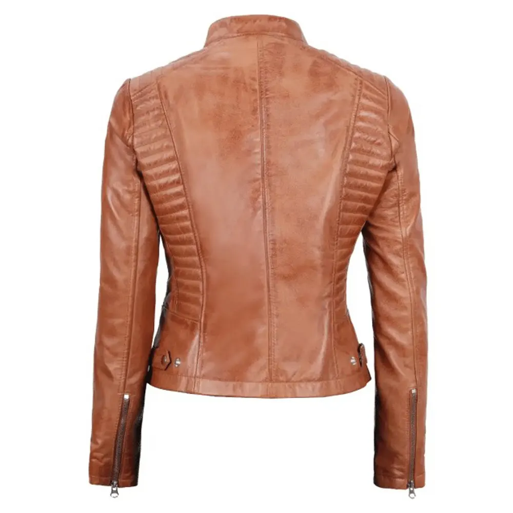 Rachel Tan Leather Womens Jacket Motorcycle by Jacket Field