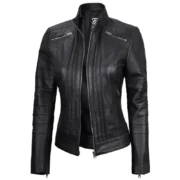 Bergamo Black Leather Womens Jacket Motorcycle by Jacket Field - Image 2