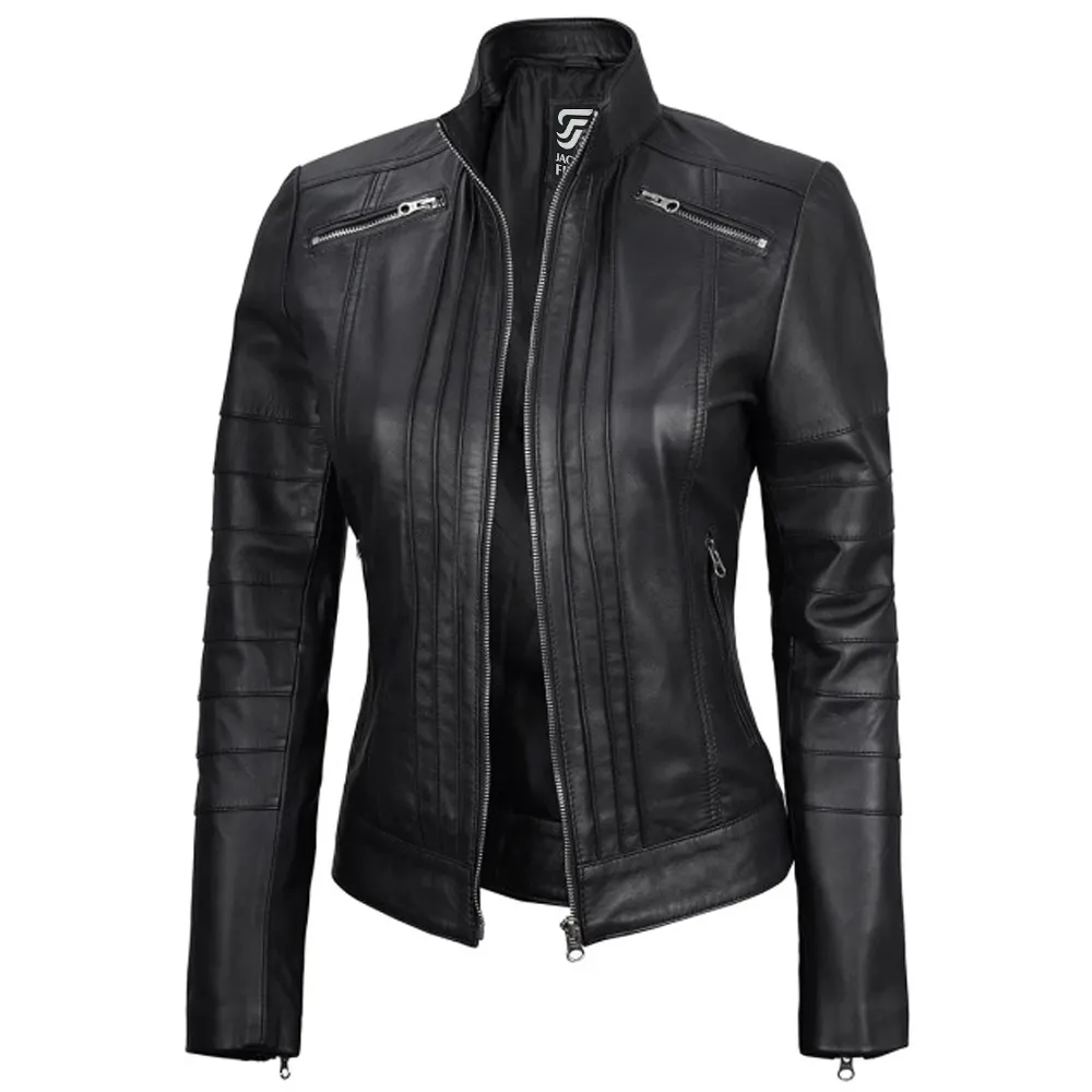 Alternative view of Bergamo Black Leather Womens Jacket Motorcycle by Jacket Field