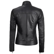 Bergmao Black Leather Womens Jacket Motorcycle by Jacket Field