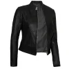 Stylish Black Leather Womens Jacket Motorcycle by Jacket Field
