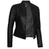 Stylish Black Leather Womens Jacket Motorcycle by Jacket Field