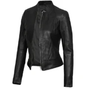 Stylish Black Leather Womens Jacket Motorcycle by Jacket Field