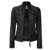 Johnson Black Leather Womens Jacket Motorcycle by Jacket Field