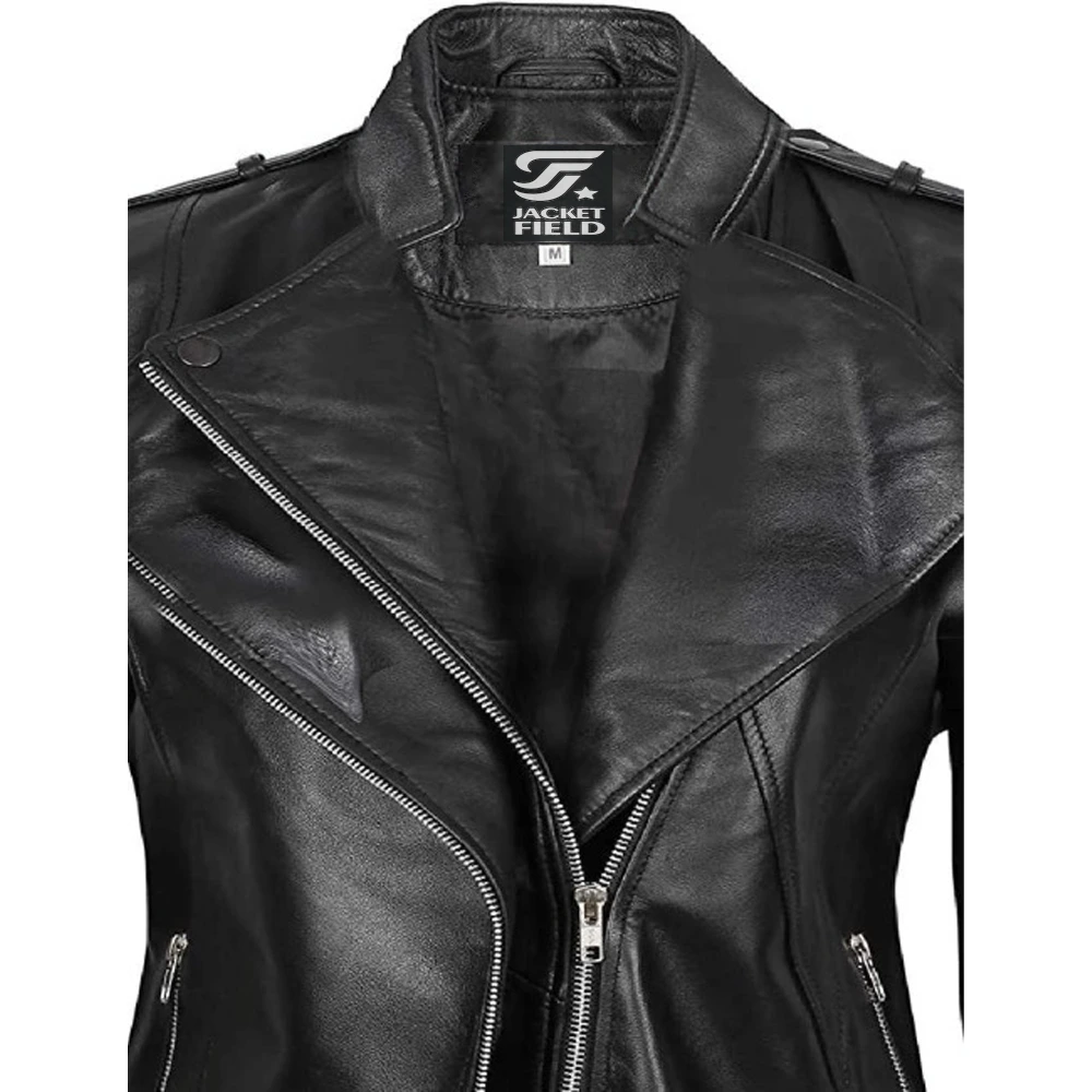 Monica Black lambskin Leather Womens Jacket Motorcycle by Jacket Field