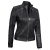 Bergmao Black Leather Womens Jacket Motorcycle by Jacket Field