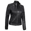 Bergmao Black Leather Womens Jacket Motorcycle by Jacket Field