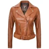 Asymmetrical Brown Leather Womens Jacket Motorcycle by Jacket Field