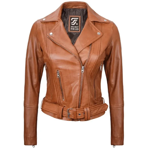 Asymmetrical Brown Leather Womens Jacket Motorcycle by Jacket Field