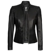 Black Leather Carrie Womens Jacket Motorcycle by Jacket Field