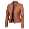 Rachel Tan Leather Womens Jacket Motorcycle by Jacket Field