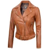 Asymmetrical Brown Leather Womens Jacket Motorcycle by Jacket Field
