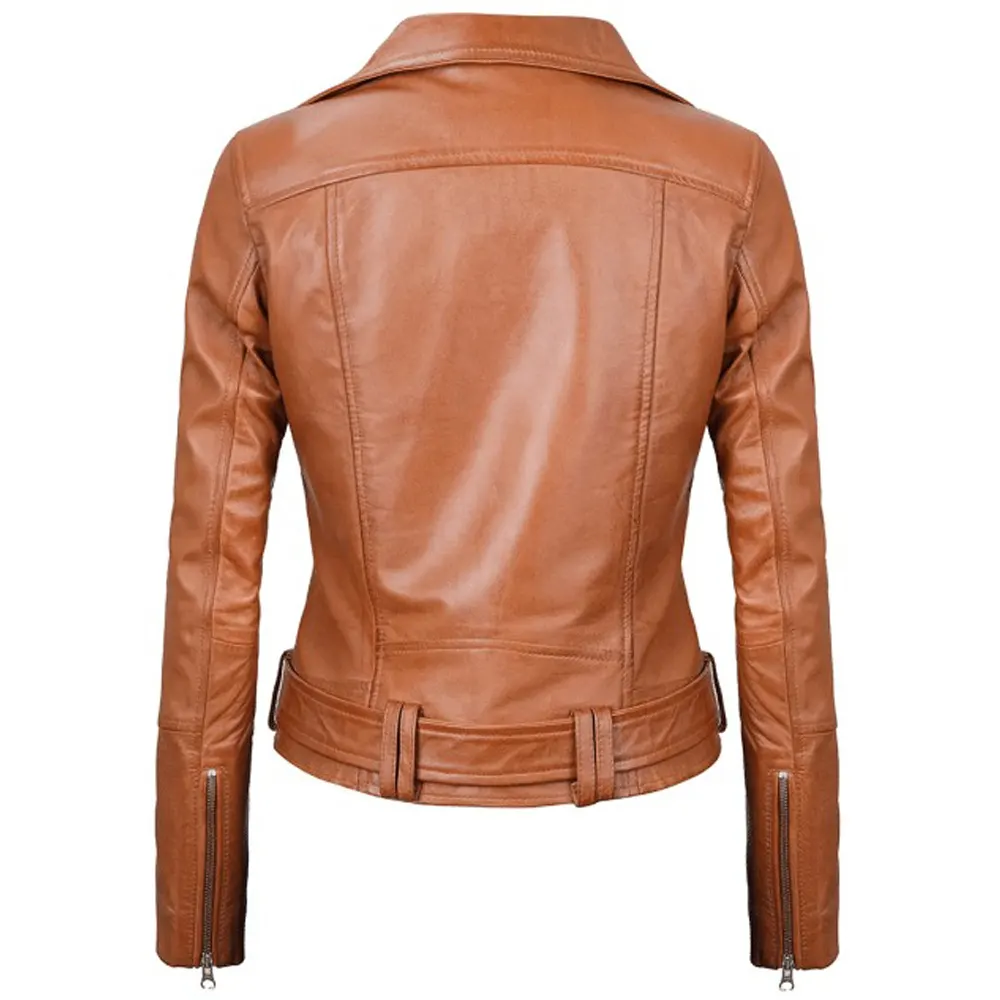 Asymmetrical Brown Leather Womens Jacket Motorcycle by Jacket Field