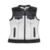 Women's Club Style Motorcycle White Leather Vest By Jacket Field
