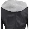Black Lambskin Leather Womens Jacket Motorcycle with Removable Hood by Jacket Field