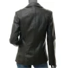 Women’s Two-Button Black Leather Jacket Blazer Real Lambskin, Semi-Formal Style By Jacket Field