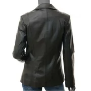 Women’s Two-Button Black Leather Jacket Blazer Real Lambskin, Semi-Formal Style By Jacket Field