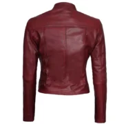 Amy Maroon Lambskin Leather Womens Jacket Motorcycle by Jacket Field