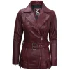 Maroon Leather Womens Jacket Motorcycle by Jacket Field