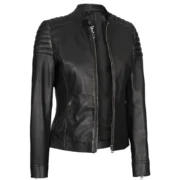 Black Leather Carrie Womens Jacket Motorcycle by Jacket Field