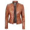 Rachel Tan Leather Womens Jacket Motorcycle by Jacket Field